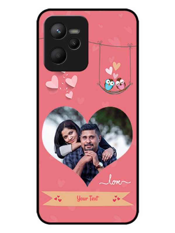 Custom Narzo 50A Prime Personalized Glass Phone Case - Peach Color Love Design
