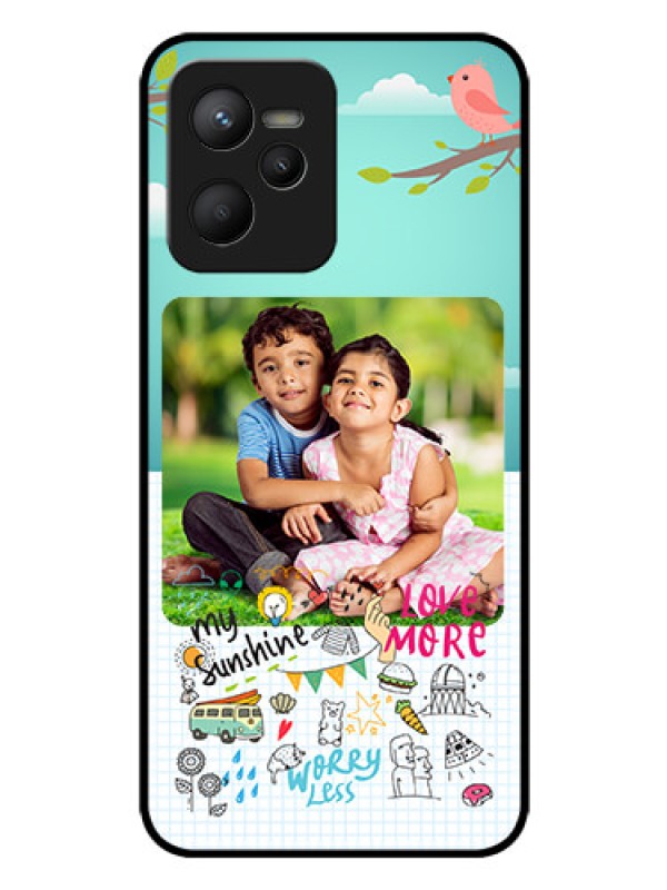 Custom Narzo 50A Prime Photo Printing on Glass Case - Doodle love Design