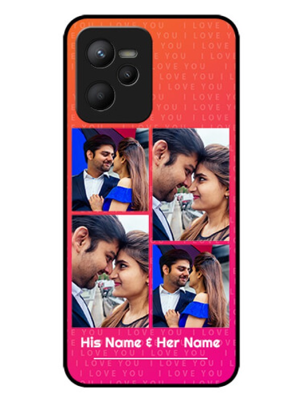 Custom Narzo 50A Prime Custom Glass Phone Case - I Love You Pink Design