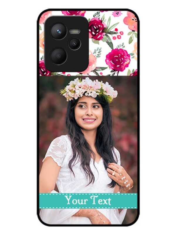 Custom Narzo 50A Prime Custom Glass Phone Case - Watercolor Floral Design