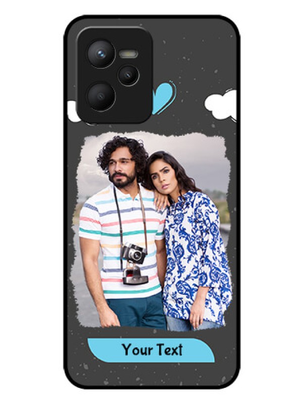 Custom Narzo 50A Prime Custom Glass Phone Case - Splashes with love doodles Design