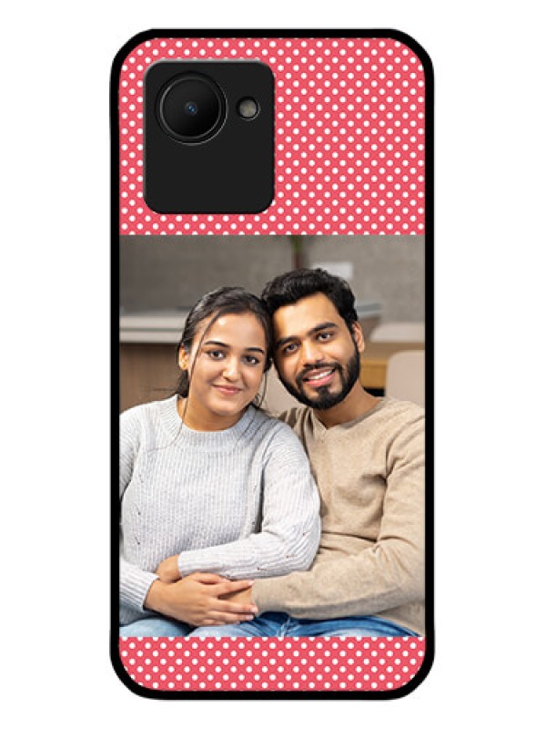 Custom Narzo 50i Prime Custom Glass Phone Case - White Dotted Design