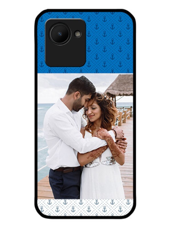 Custom Narzo 50i Prime Photo Printing on Glass Case - Blue Anchors Design