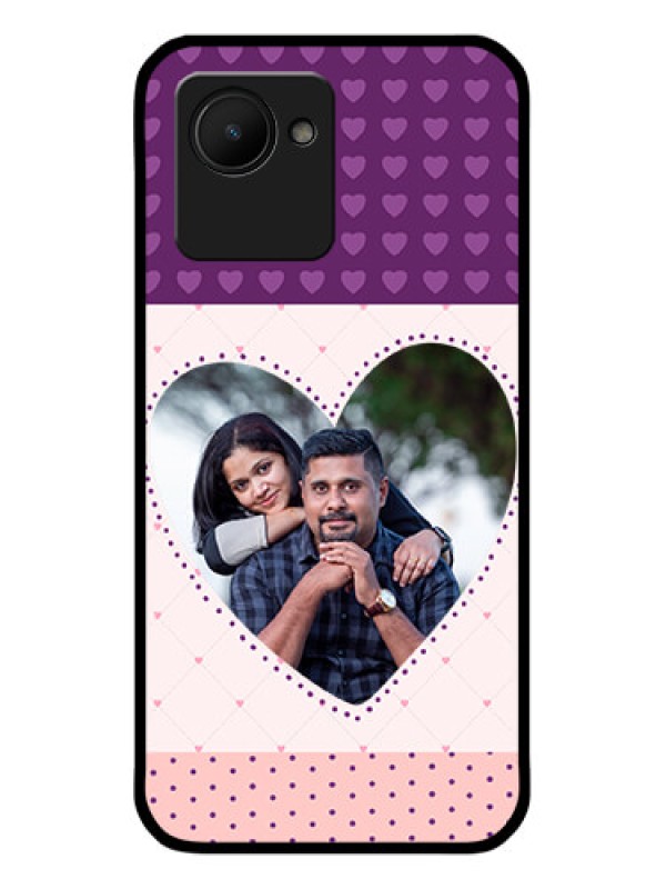 Custom Narzo 50i Prime Custom Glass Phone Case - Violet Love Dots Design