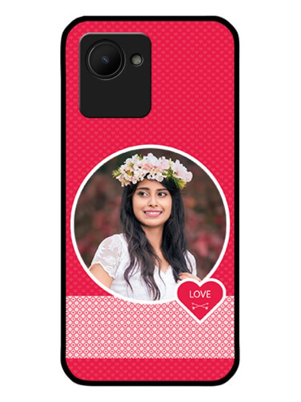 Custom Narzo 50i Prime Personalised Glass Phone Case - Pink Pattern Design