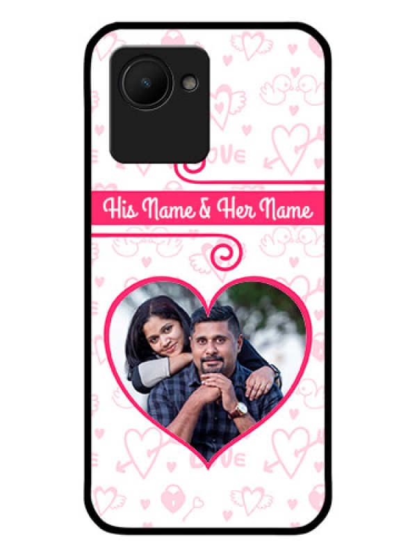 Custom Narzo 50i Prime Personalized Glass Phone Case - Heart Shape Love Design