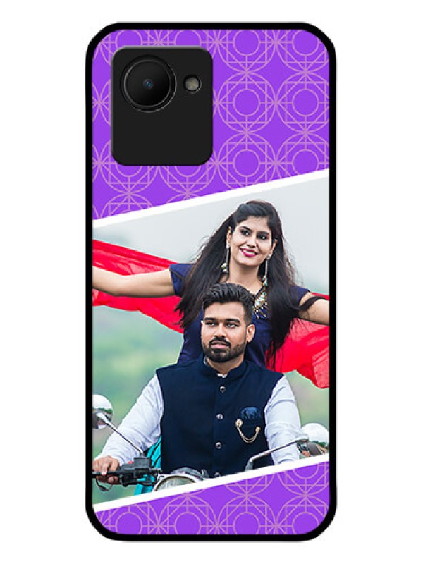 Custom Narzo 50i Prime Custom Glass Phone Case - Violet Pattern Design