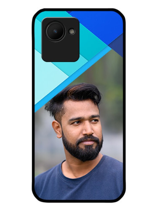 Custom Narzo 50i Prime Custom Glass Phone Case - Blue Pattern Design