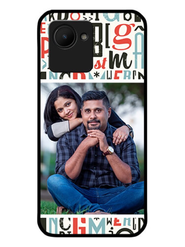Custom Narzo 50i Prime Personalized Glass Phone Case - Alphabet Design