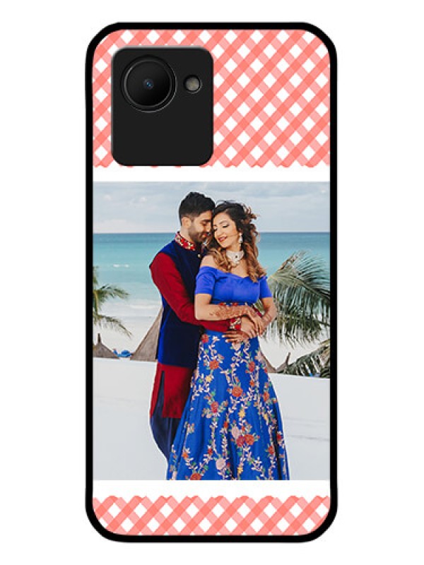 Custom Narzo 50i Prime Personalized Glass Phone Case - Pink Pattern Design