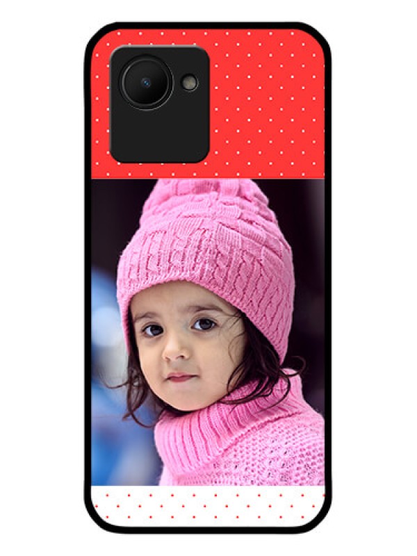 Custom Narzo 50i Prime Photo Printing on Glass Case - Red Pattern Design
