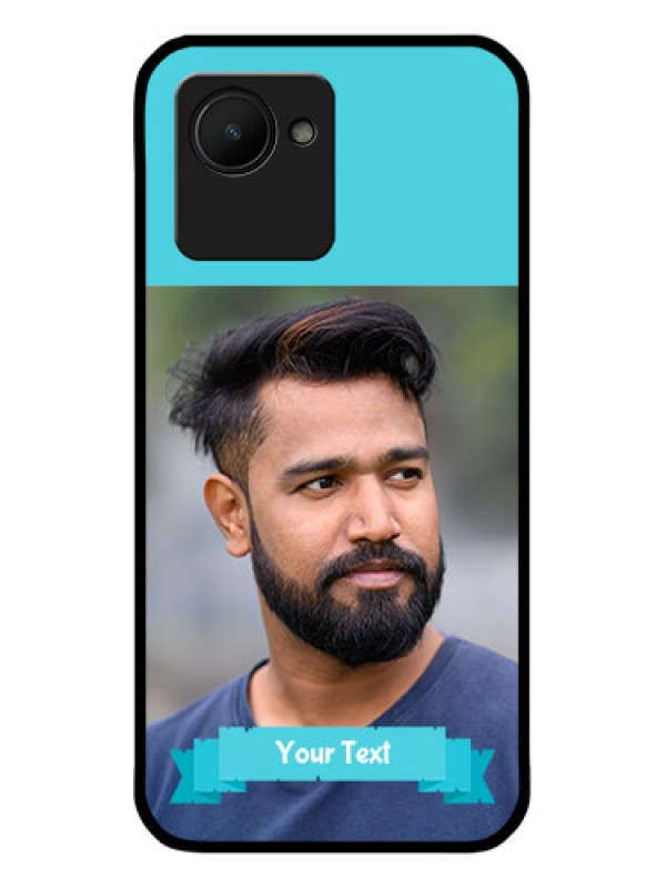 Custom Narzo 50i Prime Personalized Glass Phone Case - Simple Blue Color Design