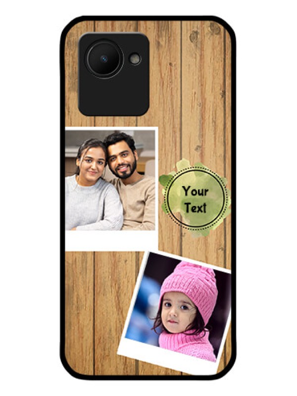 Custom Narzo 50i Prime Custom Glass Phone Case - Wooden Texture Design