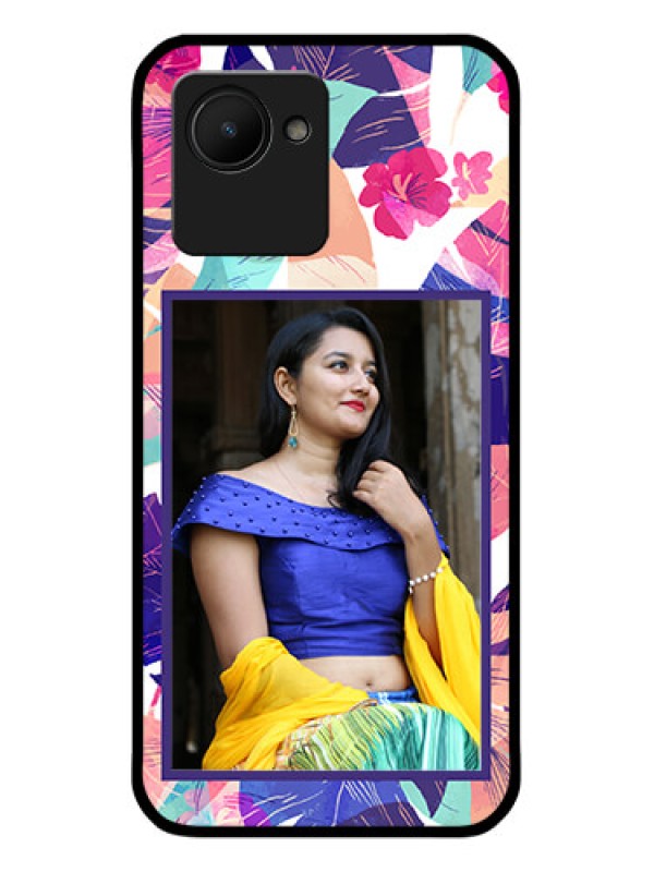 Custom Narzo 50i Prime Custom Glass Mobile Case - Abstract Floral Design