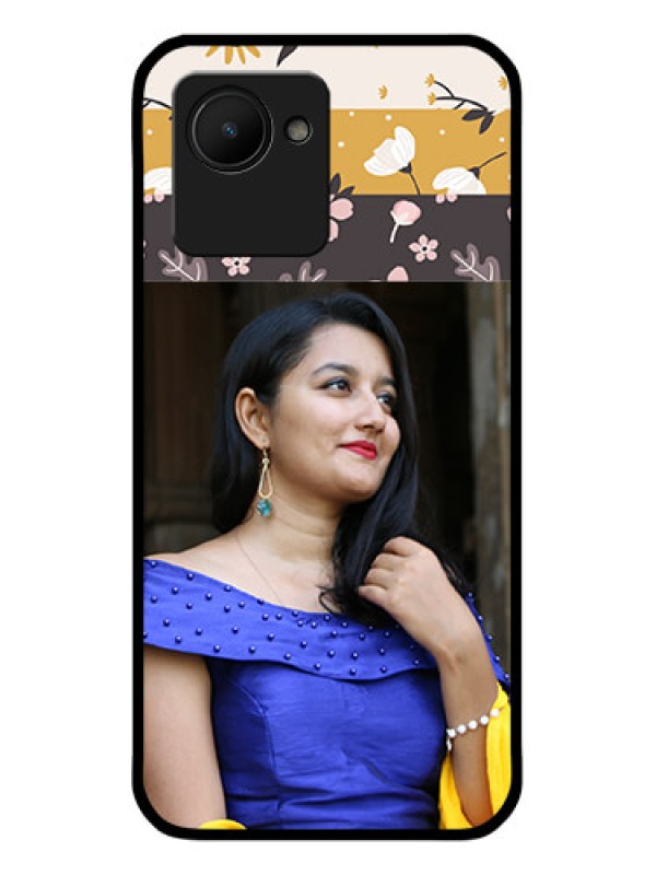 Custom Narzo 50i Prime Custom Glass Phone Case - Stylish Floral Design