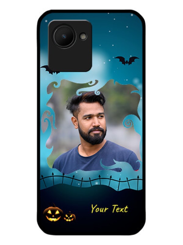 Custom Narzo 50i Prime Custom Glass Phone Case - Halloween frame design