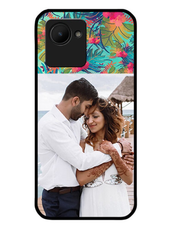 Custom Narzo 50i Prime Photo Printing on Glass Case - Watercolor Floral Design