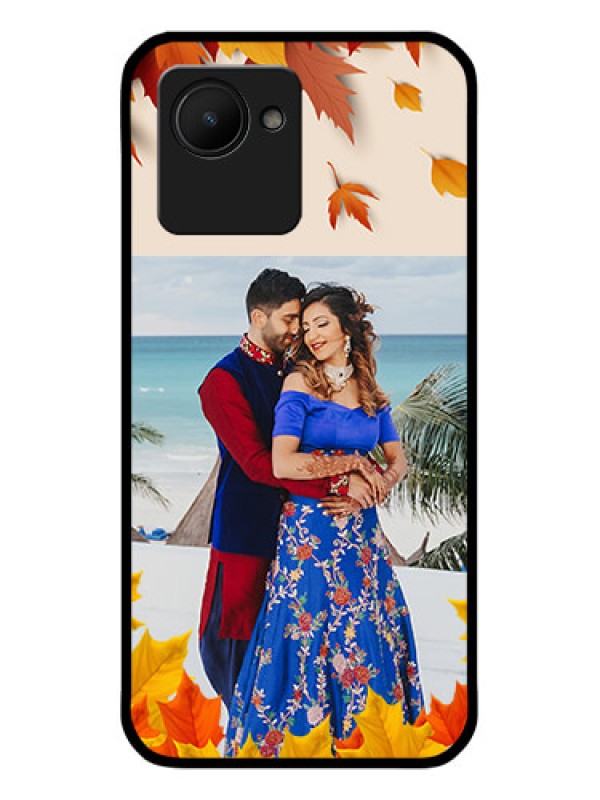 Custom Narzo 50i Prime Photo Printing on Glass Case - Autumn Maple Leaves Design