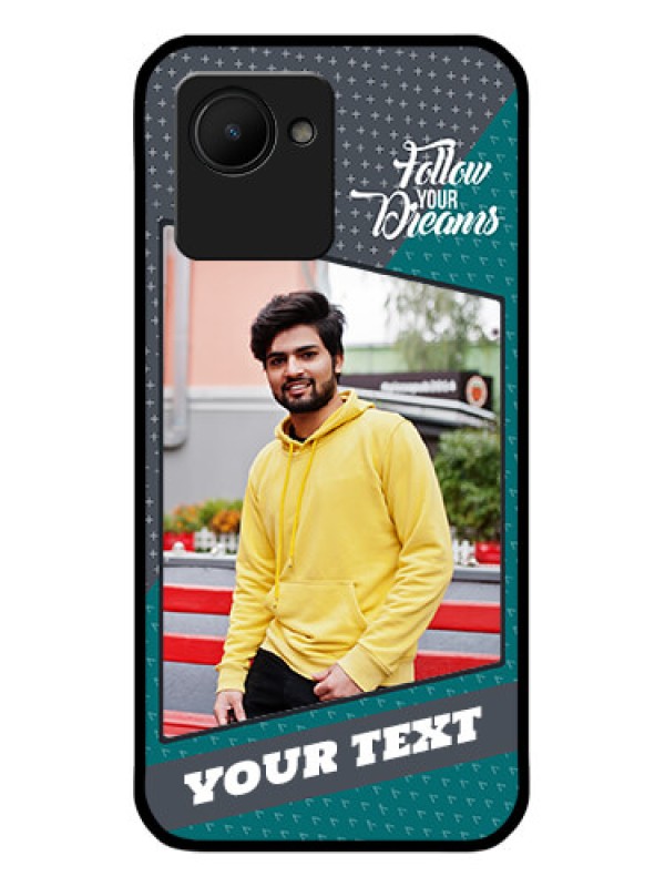 Custom Narzo 50i Prime Personalized Glass Phone Case - Background Pattern Design with Quote