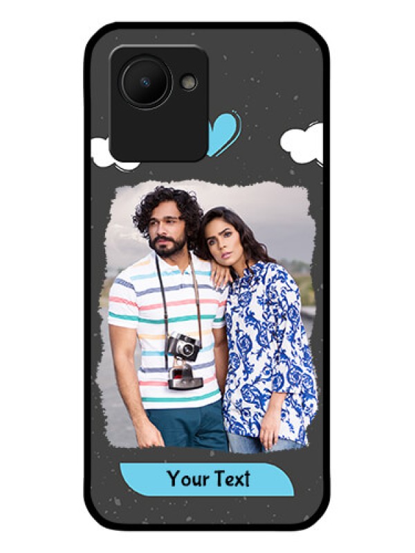 Custom Narzo 50i Prime Custom Glass Phone Case - Splashes with love doodles Design