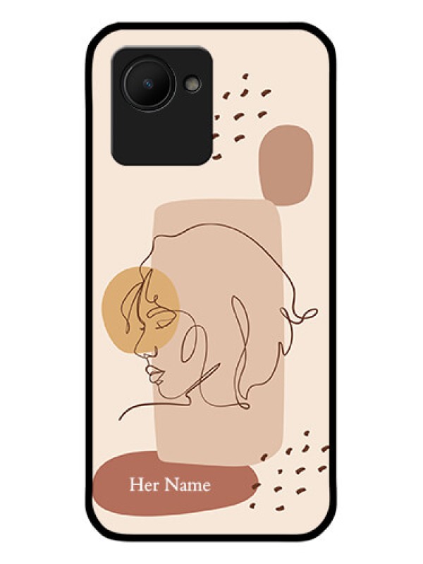 Custom Narzo 50I Prime Photo Printing on Glass Case - Calm Woman line art Design
