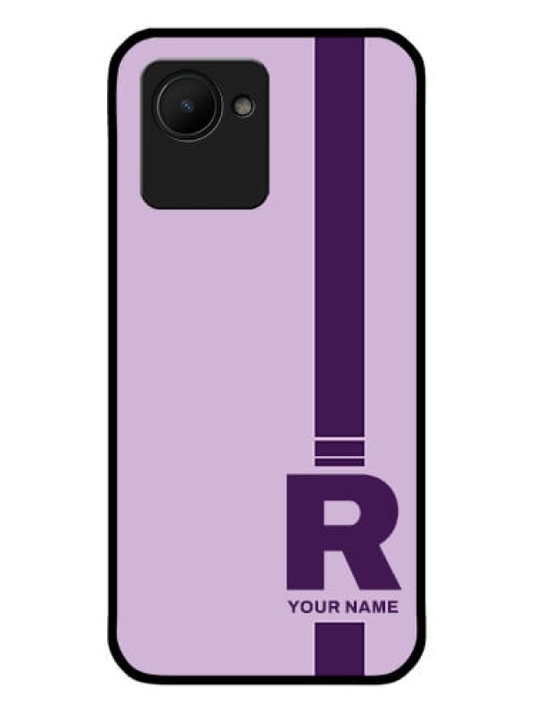 Custom Narzo 50I Prime Photo Printing on Glass Case - Simple dual tone stripe with name Design