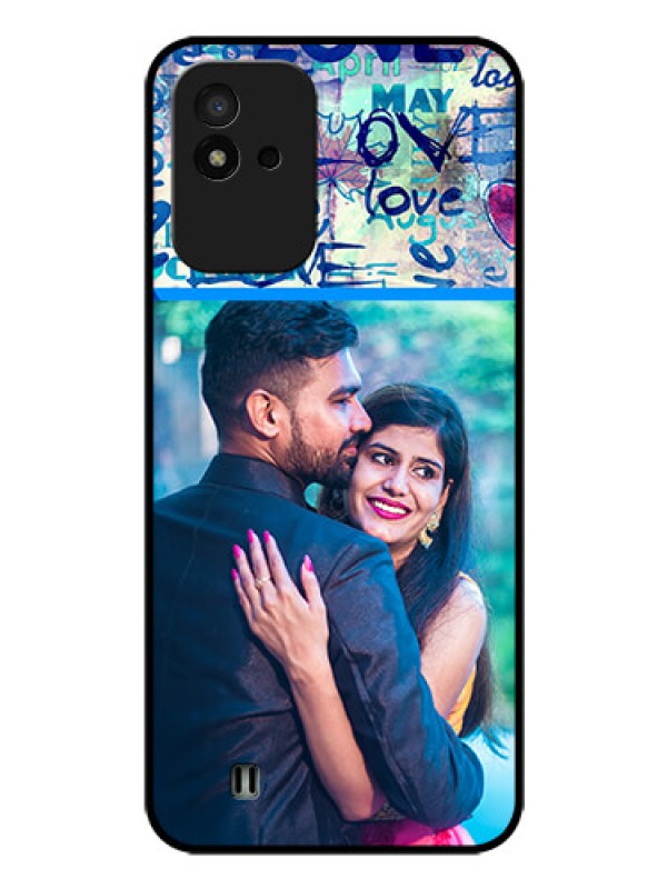 Custom Realme Narzo 50i Custom Glass Mobile Case - Colorful Love Design