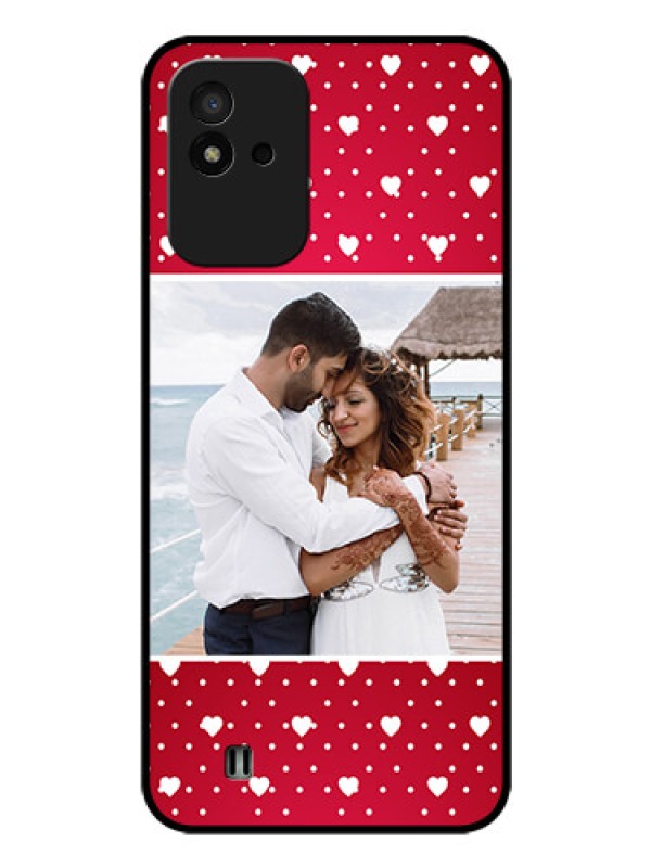Custom Realme Narzo 50i Photo Printing on Glass Case - Hearts Mobile Case Design