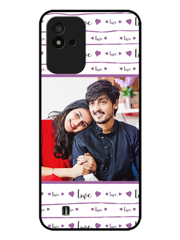 Custom Realme Narzo 50i Custom Glass Mobile Case - Couples Heart Design