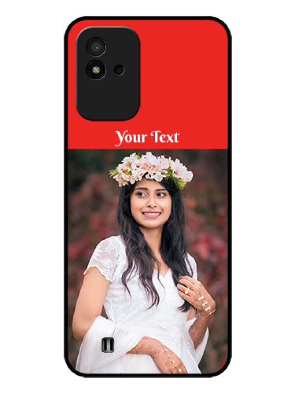 Custom Realme Narzo 50i Custom Glass Phone Case - Simple Red Color Design