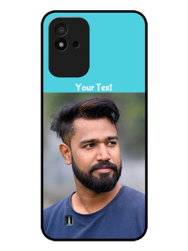 Custom Realme Narzo 50i Personalized Glass Phone Case - Simple Blue Color Design