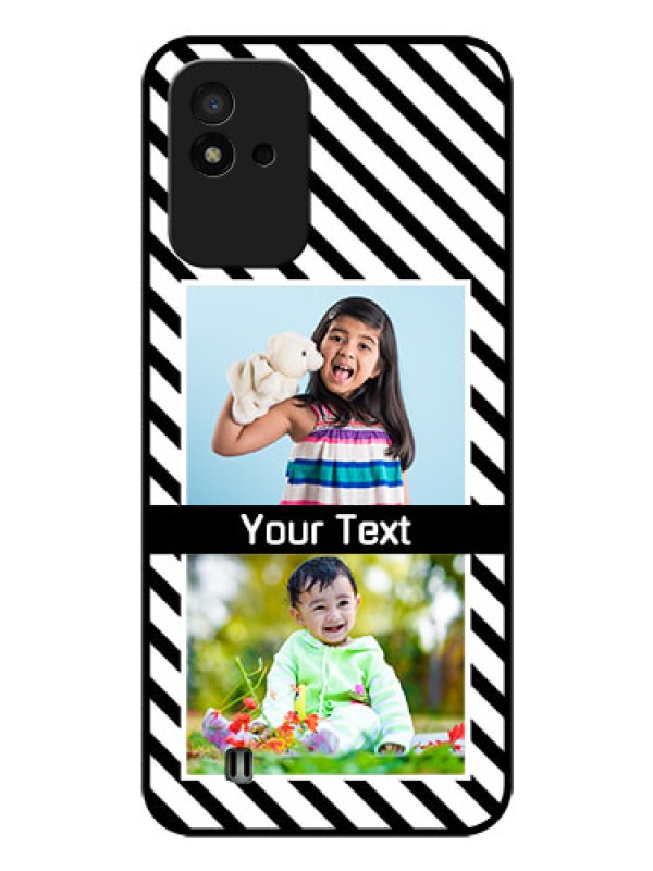 Custom Realme Narzo 50i Photo Printing on Glass Case - Black And White Stripes Design
