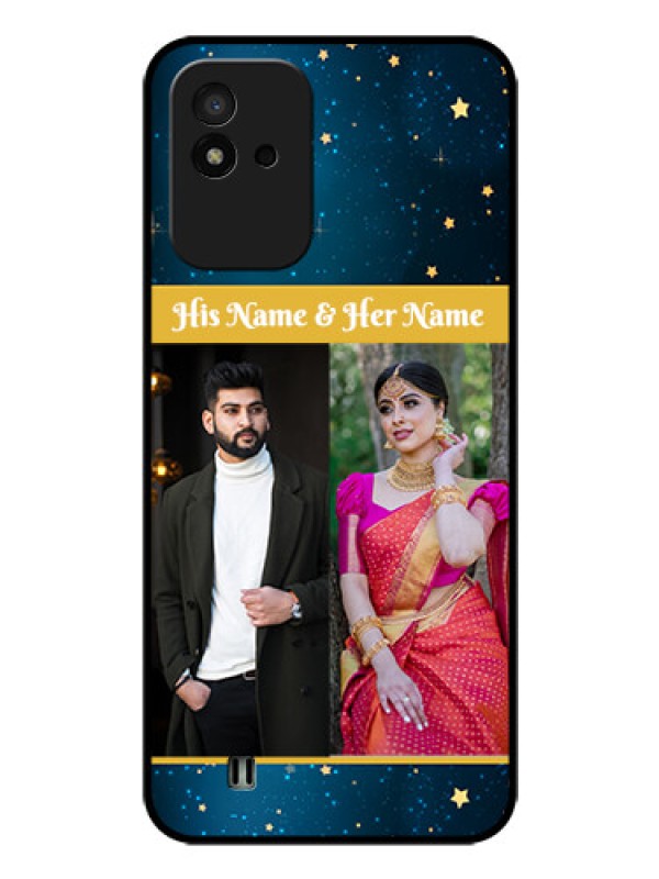 Custom Realme Narzo 50i Custom Glass Phone Case - Galaxy Stars Backdrop Design