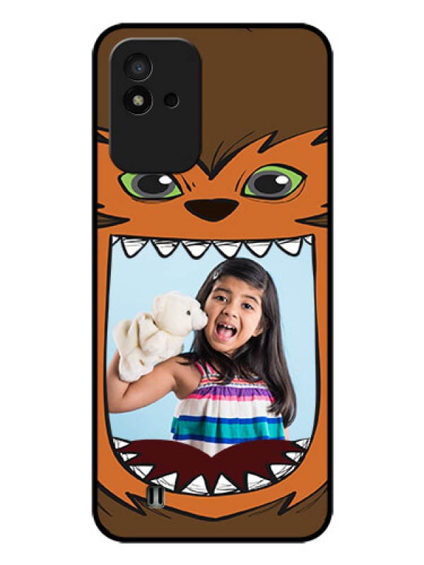 Custom Realme Narzo 50i Photo Printing on Glass Case - Owl Monster Back Case Design