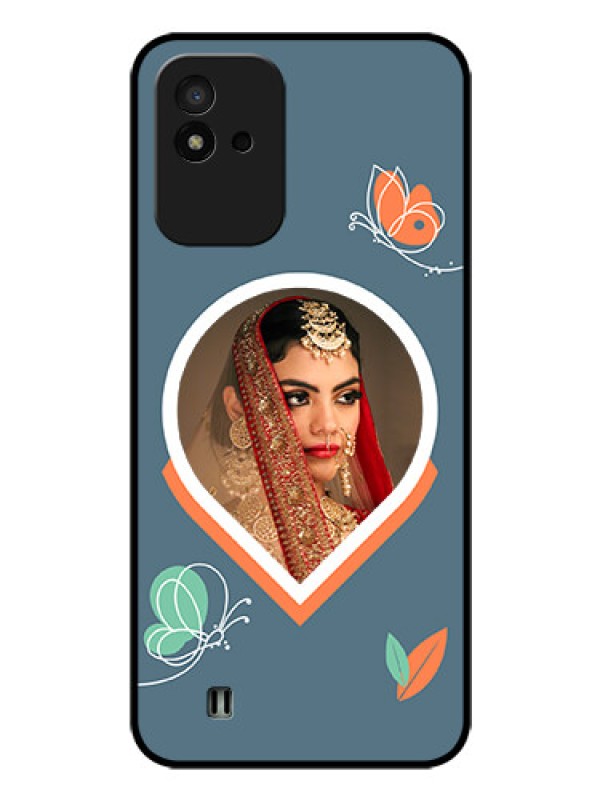 Custom Narzo 50I Custom Glass Mobile Case - Droplet Butterflies Design
