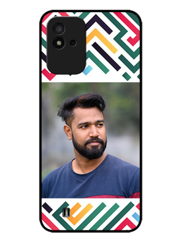 Custom Narzo 50I Personalized Glass Phone Case - Colorful Maze Pattern Design