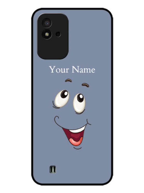 Custom Narzo 50I Photo Printing on Glass Case - Laughing Cartoon Face Design