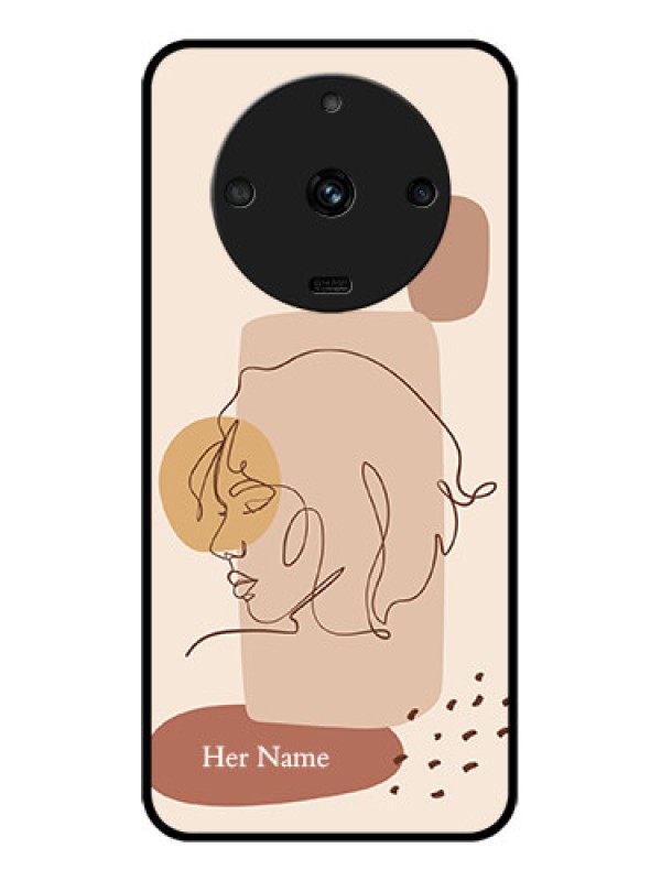 Custom Realme Narzo 60 5G Photo Printing on Glass Case - Calm Woman line art Design