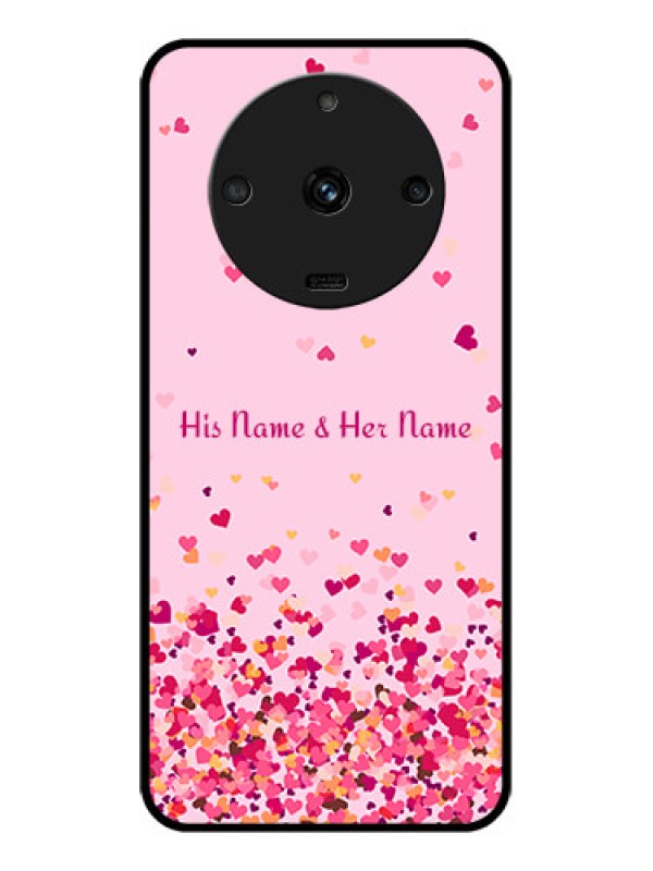Custom Realme Narzo 60 5G Photo Printing on Glass Case - Floating Hearts Design