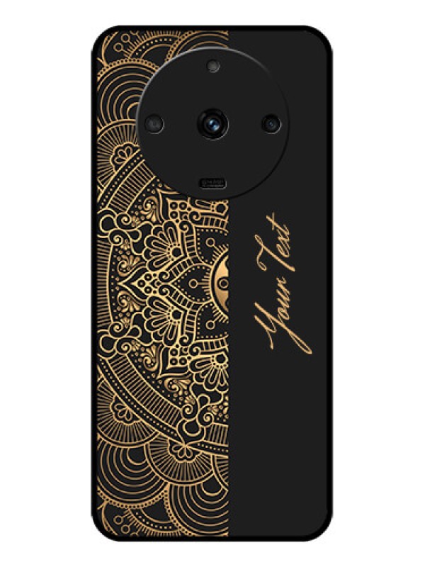 Custom Realme Narzo 60 5G Photo Printing on Glass Case - Mandala art with custom text Design