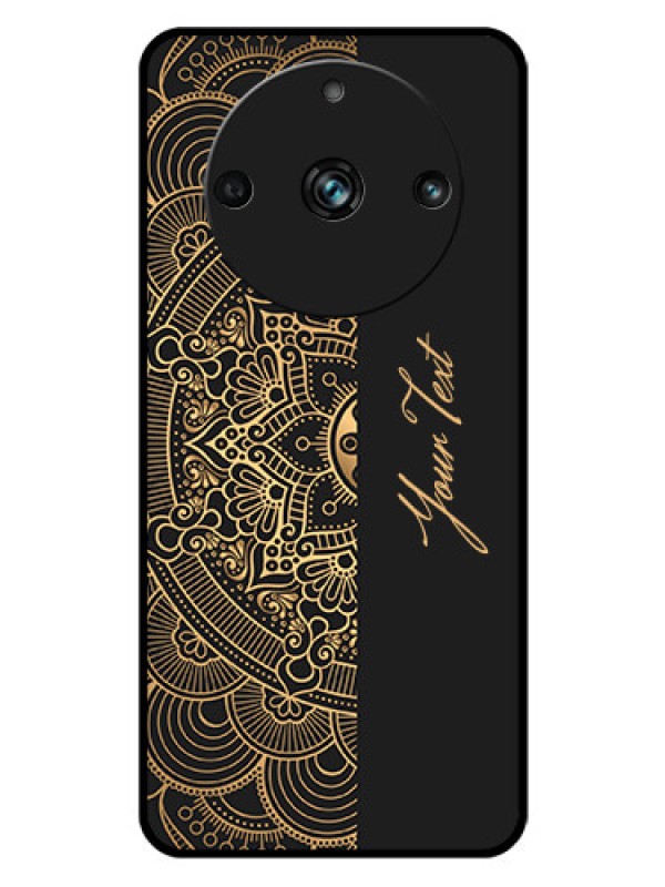 Custom Narzo 60 Pro 5G Photo Printing on Glass Case - Mandala art with custom text Design