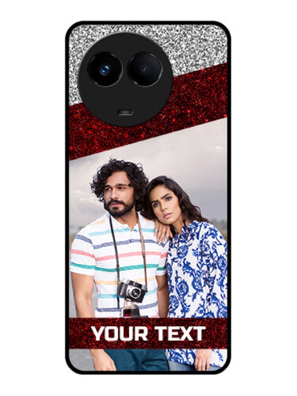 Custom Realme Narzo 60x 5G Personalized Glass Phone Case - Image Holder with Glitter Strip Design