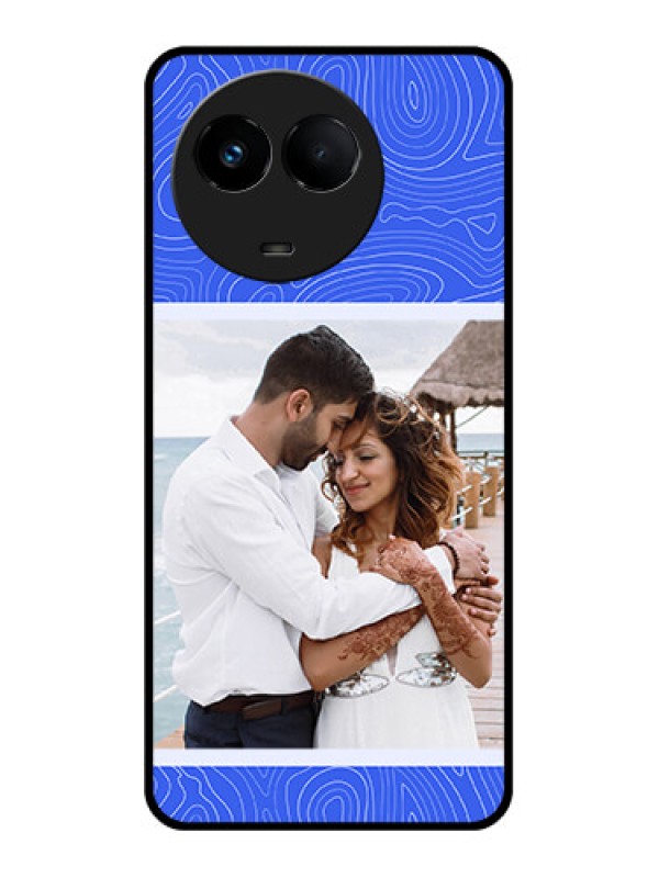 Custom Realme Narzo 60x 5G Custom Glass Mobile Case - Curved line art with blue and white Design