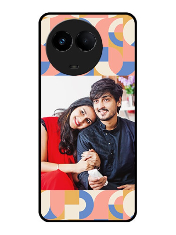 Custom Realme Narzo 60x 5G Photo Printing on Glass Case - Semi-circle Maze Pattern Design