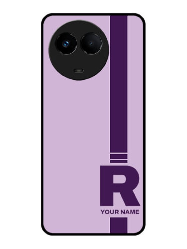 Custom Realme Narzo 60x 5G Photo Printing on Glass Case - Simple dual tone stripe with name Design