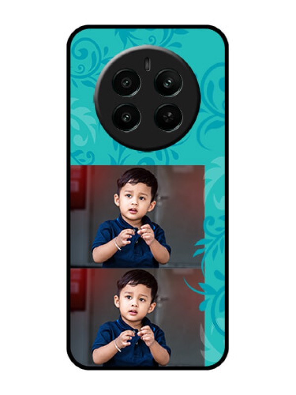 Custom Realme Narzo 70 5G Custom Glass Phone Case - With Photo And Green Floral Design