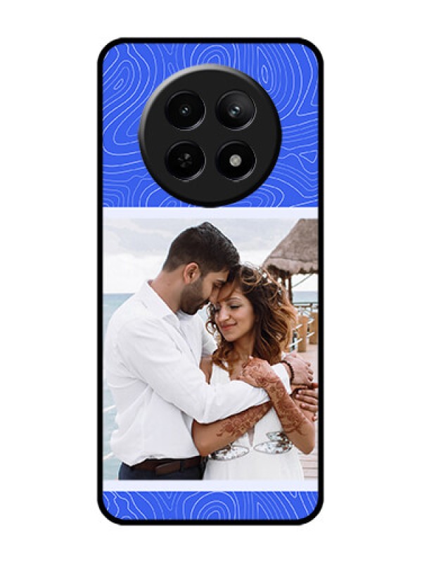 Custom Realme Narzo 70X 5G Custom Glass Phone Case - Curved Line Art With Blue And White Design