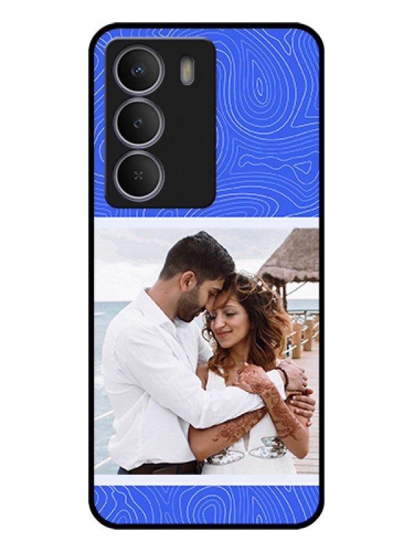 Custom Realme Narzo 80 Lite Custom Glass Phone Case - Curved Line Art With Blue And White Design