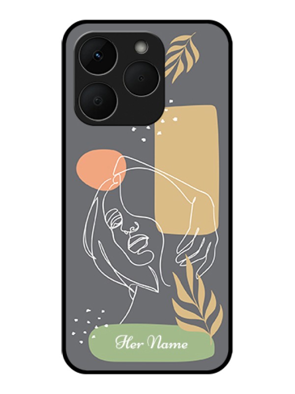 Custom Realme Narzo 90 5G Custom Glass Phone Case - Gazing Woman Line Art Design