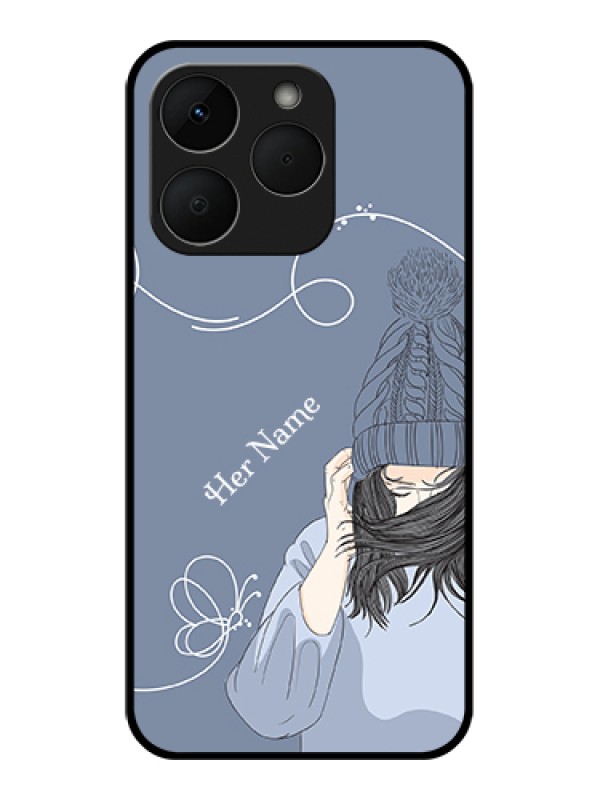 Custom Realme Narzo 90 5G Custom Glass Phone Case - Girl In Winter Outfit Design